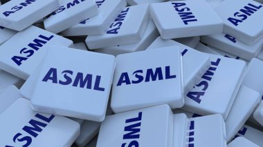 ASML logo kübü şirketi arka planı 3d illüstrasyon borsa editörü