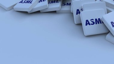 ASML logo kübü şirketi arka planı 3d illüstrasyon borsa editörü