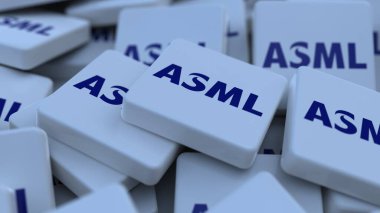 ASML logo kübü şirketi arka planı 3d illüstrasyon borsa editörü