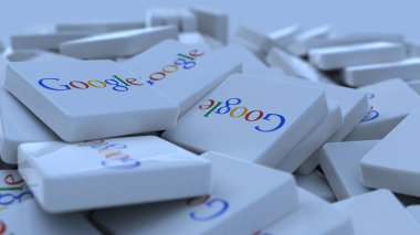 Google Alfabe Logo Küpü Şirketi arkaplan 3d illüstrasyon borsa editörü