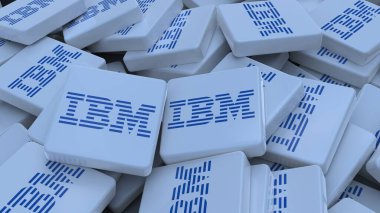 IBM logo kübü şirketi arka planı 3d illüstrasyon borsa editörü