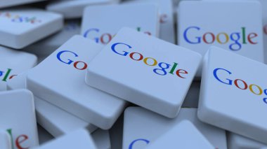 Google Alfabe Logo Küpü Şirketi arkaplan 3d illüstrasyon borsa editörü