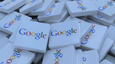 Google Alfabe Logo Küpü Şirketi arkaplan 3d illüstrasyon borsa editörü