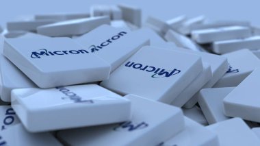 Micron Technology logo şirketi arkaplan 3d illüstrasyon borsa editoryel