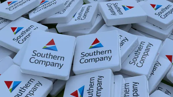 Southern Company logo küp şirketi arka planı 3D illüstrasyon borsa editoryel