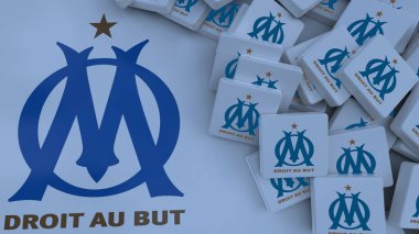 Olympique Marsilya arkaplan logosu sadece editoryal illüstrasyon