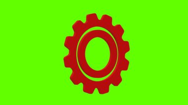 dişli mekanizması çalışma kırmızı set simgesi 3d illüstrasyon rotasyonu