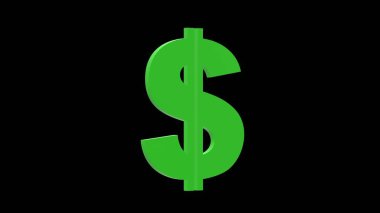 para dolar para birimi yeşil set simgesi 3d illüstrasyon rotasyonu