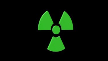 Radyoaktif tehlike nükleer kirlilik uranyum plütonyum yeşil set simgesi 3d illüstrasyon rotasyonu