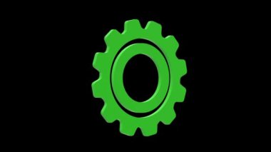 dişli mekanizması çalışma yeşil set simgesi 3d illüstrasyon rotasyonu