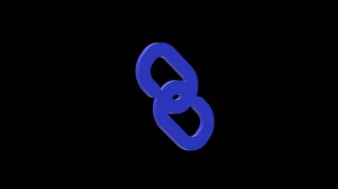 zincir linki mavi set simgesi 3d illüstrasyon rotasyonu