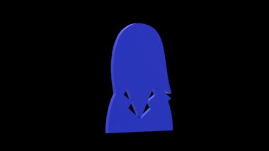 kadın avatar mavi set simgesi 3D illüstrasyon rotasyonu