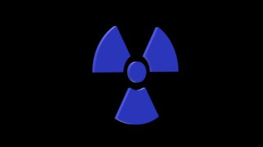 Radyoaktif tehlike nükleer kirlenme uranyum plütonyum mavi set ikon 3d illüstrasyon rotasyonu