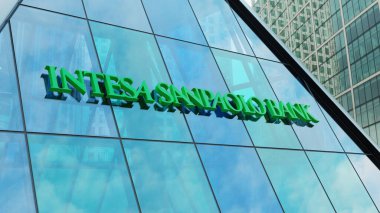 Intesa Sanpaolo modern şehir kulesi şehir merkezindeki ofis şirketleri borsa editörü.