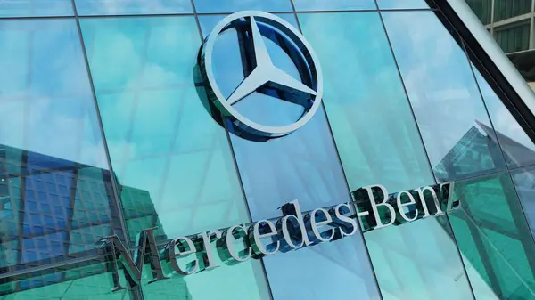 stock image Mercedes Benz modern urban tower downtown offices corporation  stocks market editorial