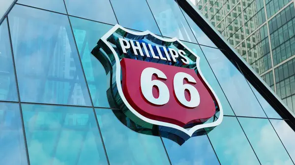 stock image Phillips 66 modern urban tower downtown offices corporation  stocks market editorial