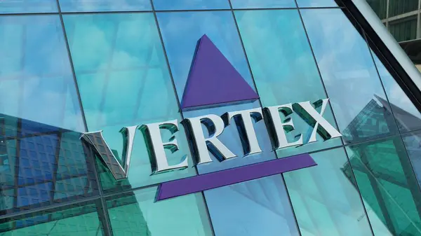 stock image Vertex Pharmaceuticals modern urban tower downtown offices corporation  stocks market editorial