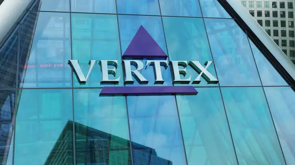 stock image Vertex Pharmaceuticals modern urban tower downtown offices corporation  stocks market editorial