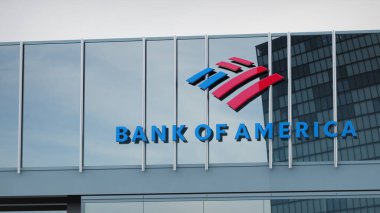 Bank of America Stok verileri ofis ön sayfasının logosunda sunulmuştur.