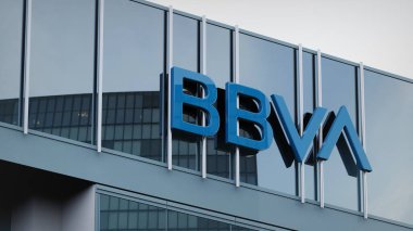 BBVA Banco Bilbao Vizcaya Arjantin Stok verileri ofis ön sayfasının logosu üzerine sunuldu