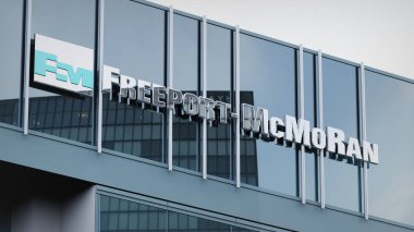 Freeport McMoRan hisse senedi verileri ofis ön sayfasının logosu üzerine sunuldu