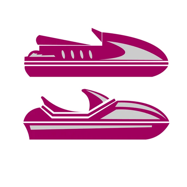 Tekne vektör simgesi logosu. Düz simge seti.