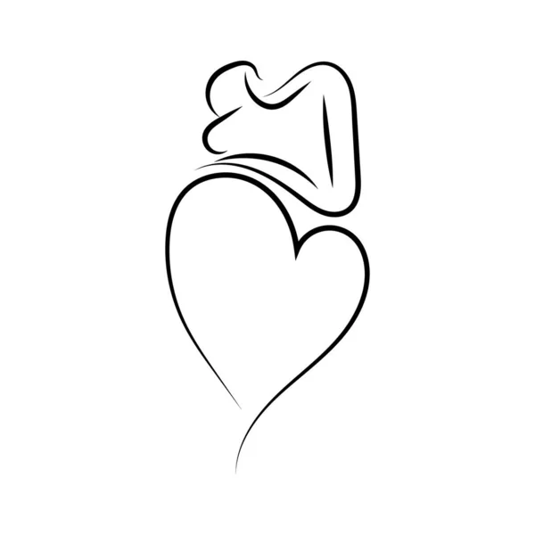 Pregnant Woman Future Mom Pregnancy Concept Vector Logo Black Silhouette — Stock Vector