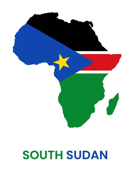 Sydsudan Flagga Ikon Ett Afrikanskt Land Karta Form Platt Design — Stock vektor