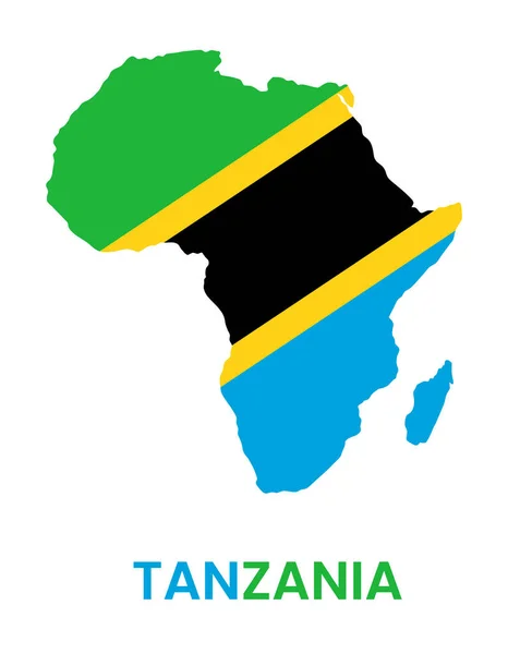 アフリカの国の地図の形でのタンザニアの旗のアイコンアフリカの国の地図の形でのフラットデザイン タンザニアの旗のアイコン — ストックベクタ