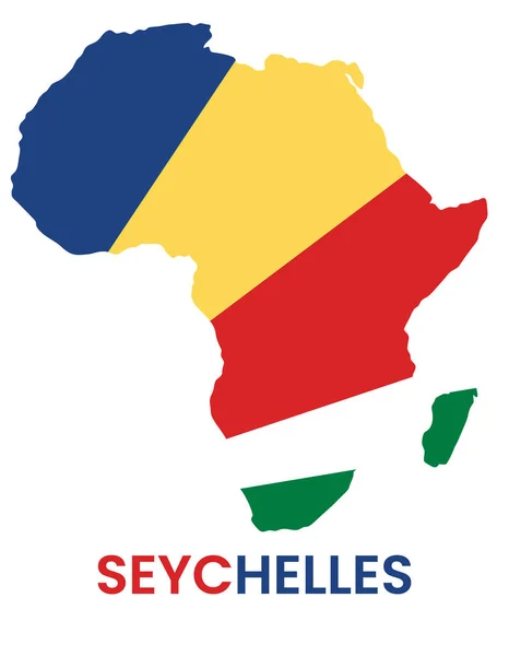 Seychellernas Flagga Ikon Ett Afrikanskt Land Karta Form Platt Design — Stock vektor