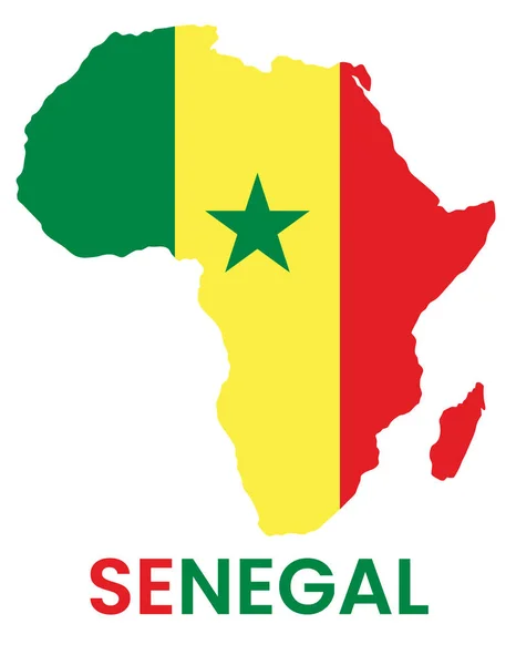 Szenegál Zászló Ikon Egy Afrikai Ország Térkép Alakja Lapos Design — Stock Vector