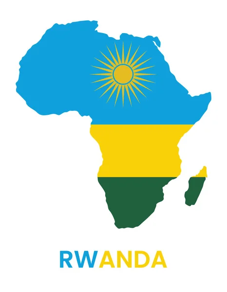Rwanda Flagga Ikon Ett Afrikanskt Land Karta Form Platt Design — Stock vektor