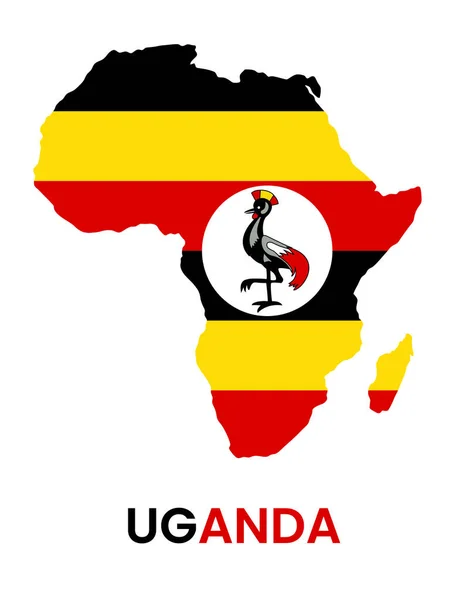 アフリカの国の地図の形のウガンダの旗のアイコンアフリカの国の地図の形のウガンダの旗のアイコンのフラットデザイン — ストックベクタ