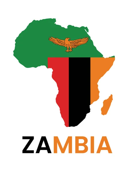 Zambia Flagga Ikon Ett Afrikanskt Land Karta Form Platt Design — Stock vektor