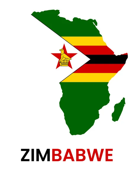 Zimbabwe Flagga Ikon Ett Afrikanskt Land Karta Form Platt Design — Stock vektor