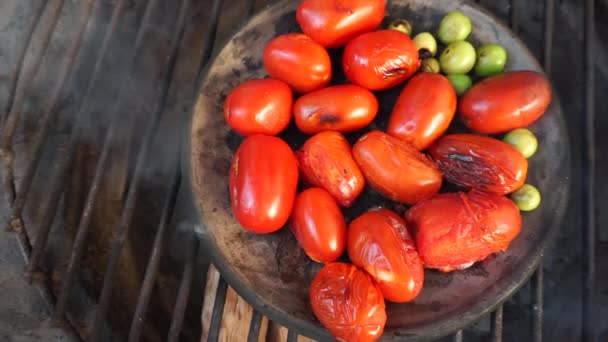 Składniki Tradycyjnych Potraw Gwatemali Nazwie Pepian Jest Gotowane Talerzu Comal — Wideo stockowe
