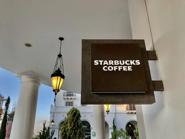 stock image Guatemala City, Guatemala - cerca 2022: Starbucks sign at Cayala City, zone 16