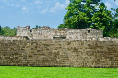 Guatemala 'daki Quirigua arkeoloji sahasının görüntüsü, UNESCO' nun dünya mirası Maya yıkıntısı