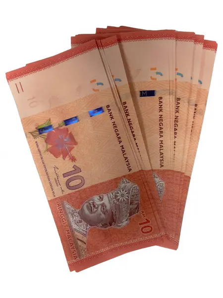 Malezya Ringgit para birimi beyaz arkaplan üzerine 10 Ringgit notu şeklinde.