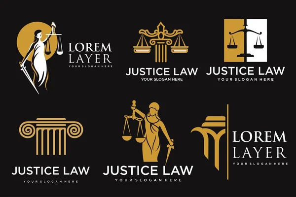 stock vector Lawyer icon set logo design with creative element style