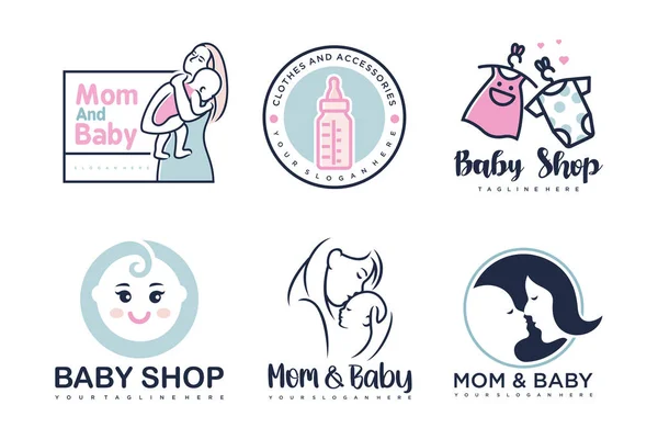 Иконка Логотипом Счастливый Ребенок Мама Обозначает Логотипы Детских Магазинов Центров — стоковый вектор