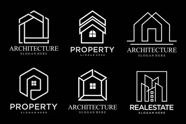 Real Estate Logo House Logo Building Logo Icon Set Design — Stock Vector