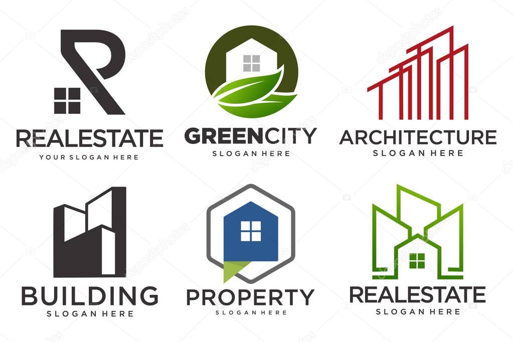 Real Estate Logo, house logo and building logo icon set .design template vector illustration