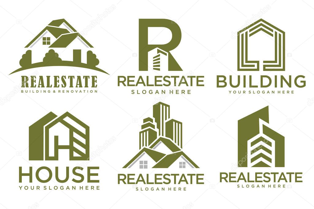 Real Estate Logo, house logo and building logo icon set .design template vector illustration