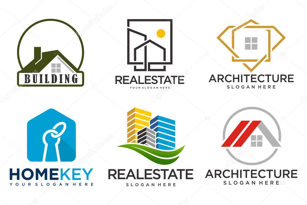 Real Estate Logo, house logo and building logo icon set .design template vector illustration