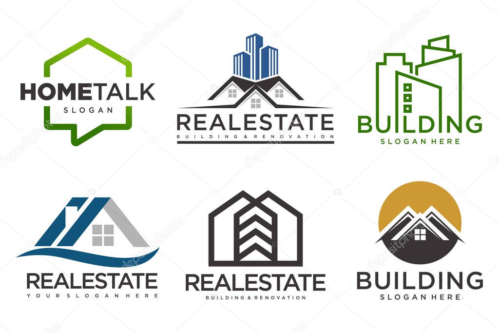 Real Estate Logo, house logo and building logo icon set .design template vector illustration