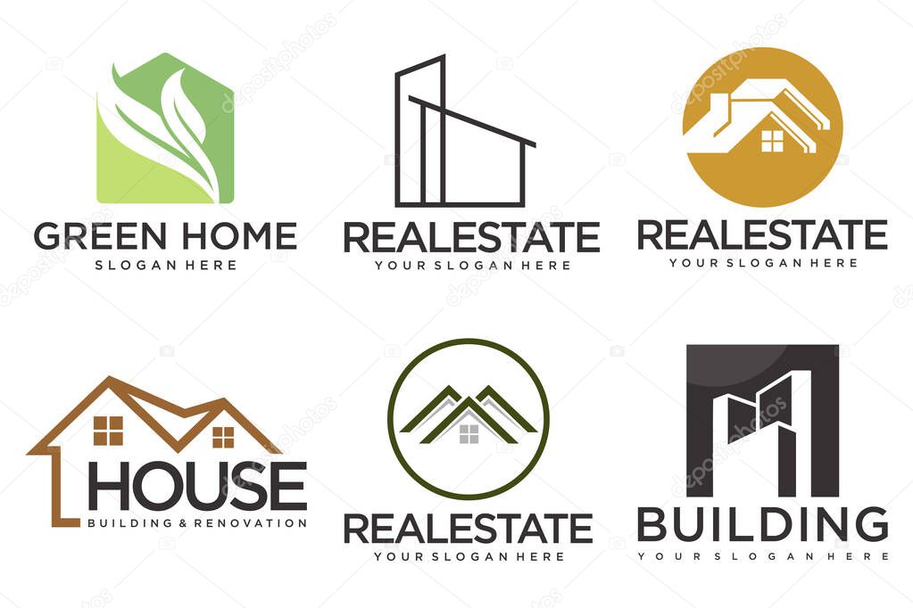 Real Estate Logo, house logo and building logo icon set .design template vector illustration