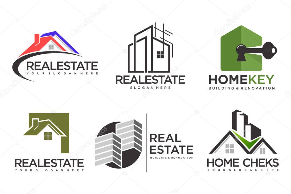 Real Estate Logo, house logo and building logo icon set .design template vector illustration