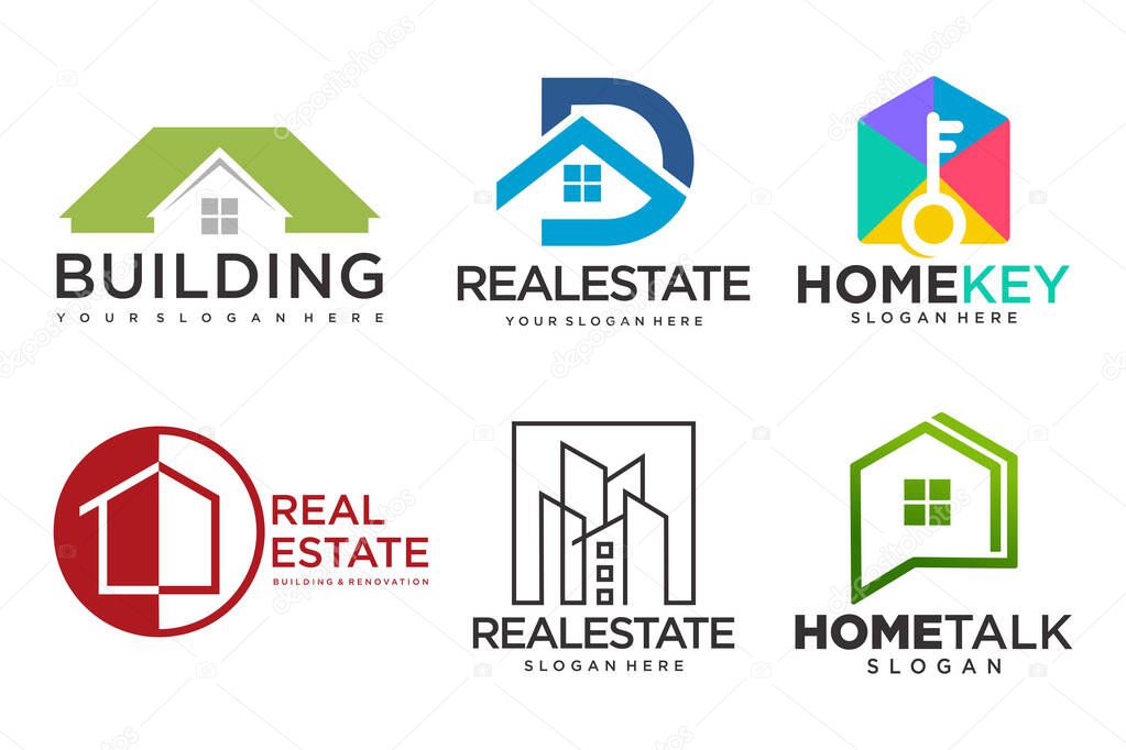 Real Estate Logo, house logo and building logo icon set .design template vector illustration