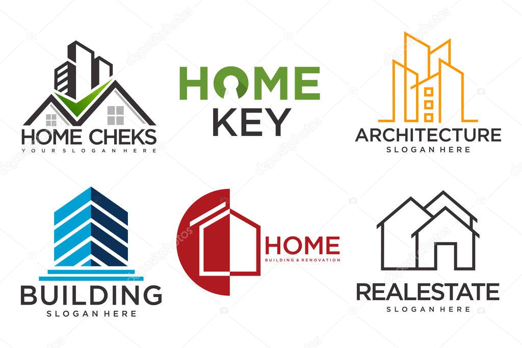 Real Estate Logo, house logo and building logo icon set .design template vector illustration